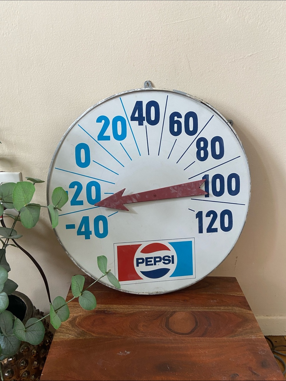 Vintage Pepsi Cola Advertising Metal Wall Thermometer 18" Soda Sign Man Cave